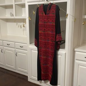 Egyptian Vintage Sinai dress with hoodie, handmade embroidered long dress